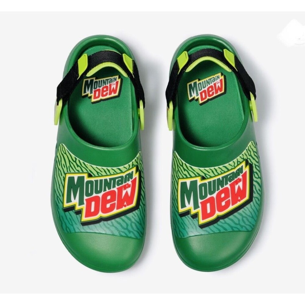 NWT Mountain Dew Men’s Clogs Shoes Green Slip-on Adjustable Strap Size 8